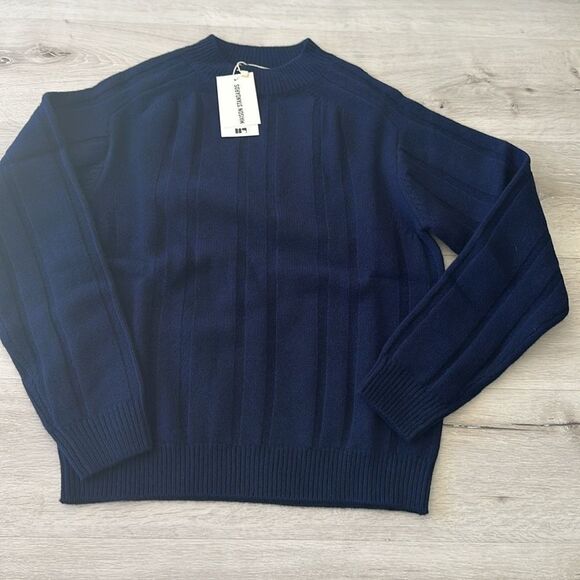 Maison Standard Flat Ribbed High Neck Sweater Navy S NWT IN PACKAGE - Picture 8 of 11